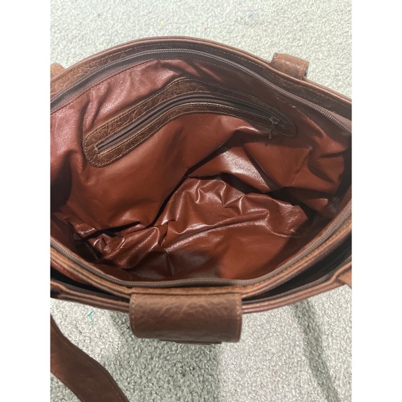 Vtg Pierre Cardin Brown Textured Leather Shoulder Bag Gold Logo Hardware 1970's - Picture 11 of 14